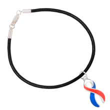 Load image into Gallery viewer, Blue &amp; Red Ribbon Charm Black Cord Bracelets - Fundraising For A Cause