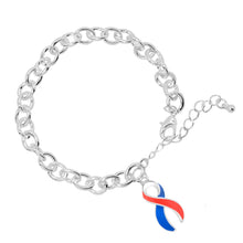 Load image into Gallery viewer, Blue &amp; Red Ribbon Charm Chained Style Bracelet - Fundraising For A Cause