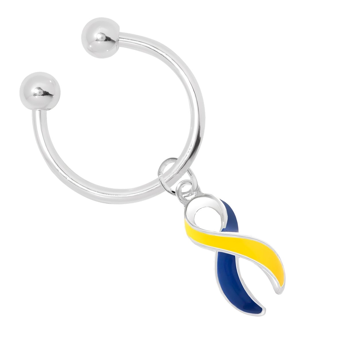Blue & Yellow Ribbon Horseshoe Key Chains - Fundraising For A Cause