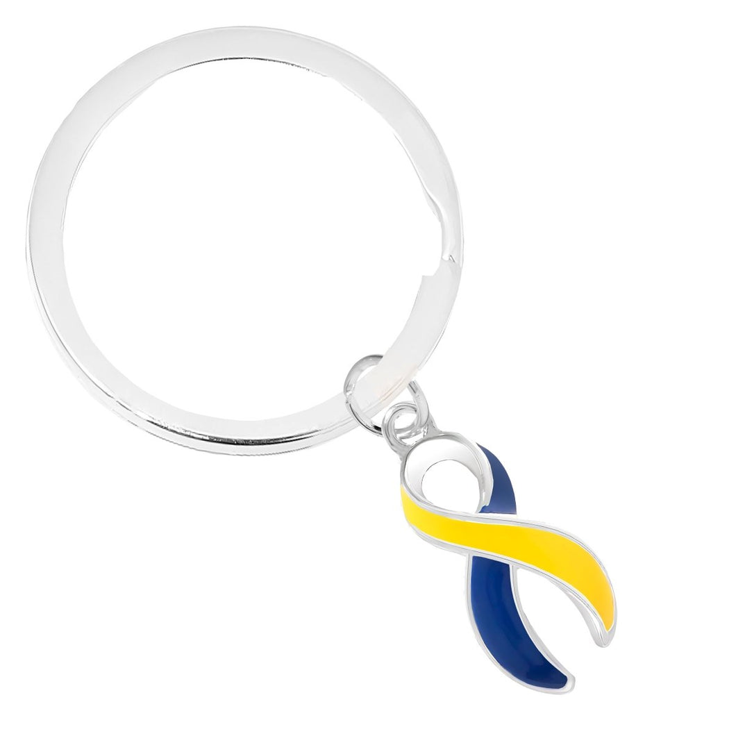 Blue & Yellow Ribbon Split Style Key Chains - Fundraising For A Cause