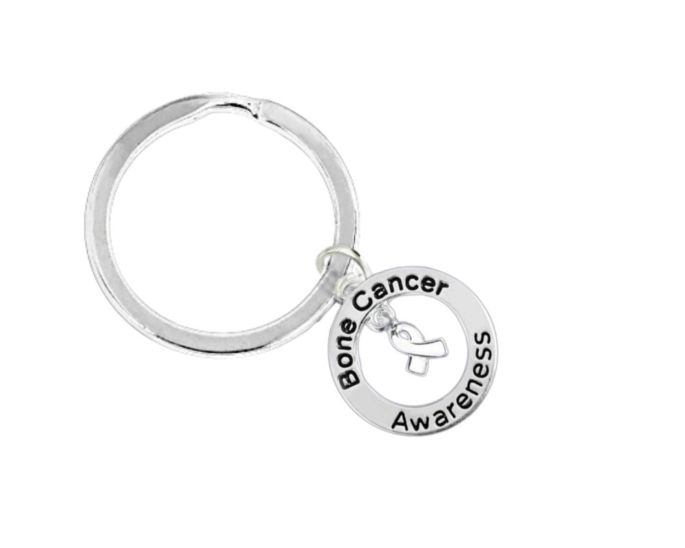 Bone Cancer Awareness Circle Charm Split Style Key Chains - Fundraising For A Cause