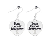 Load image into Gallery viewer, Bone Cancer Awareness Heart Charm Hanging Earrings - Fundraising For A Cause