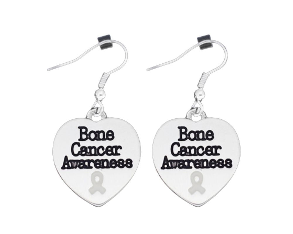 Bone Cancer Awareness Heart Charm Hanging Earrings - Fundraising For A Cause