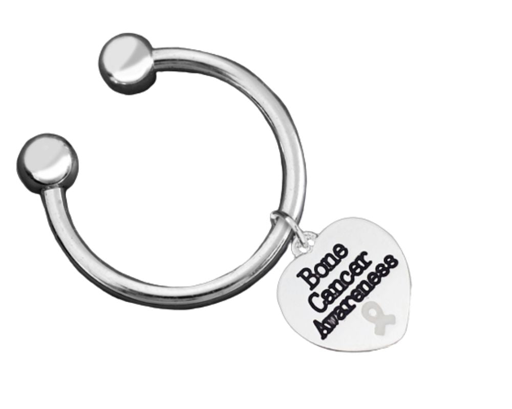 Bone Cancer Awareness Heart Charm Key Chains - Fundraising For A Cause