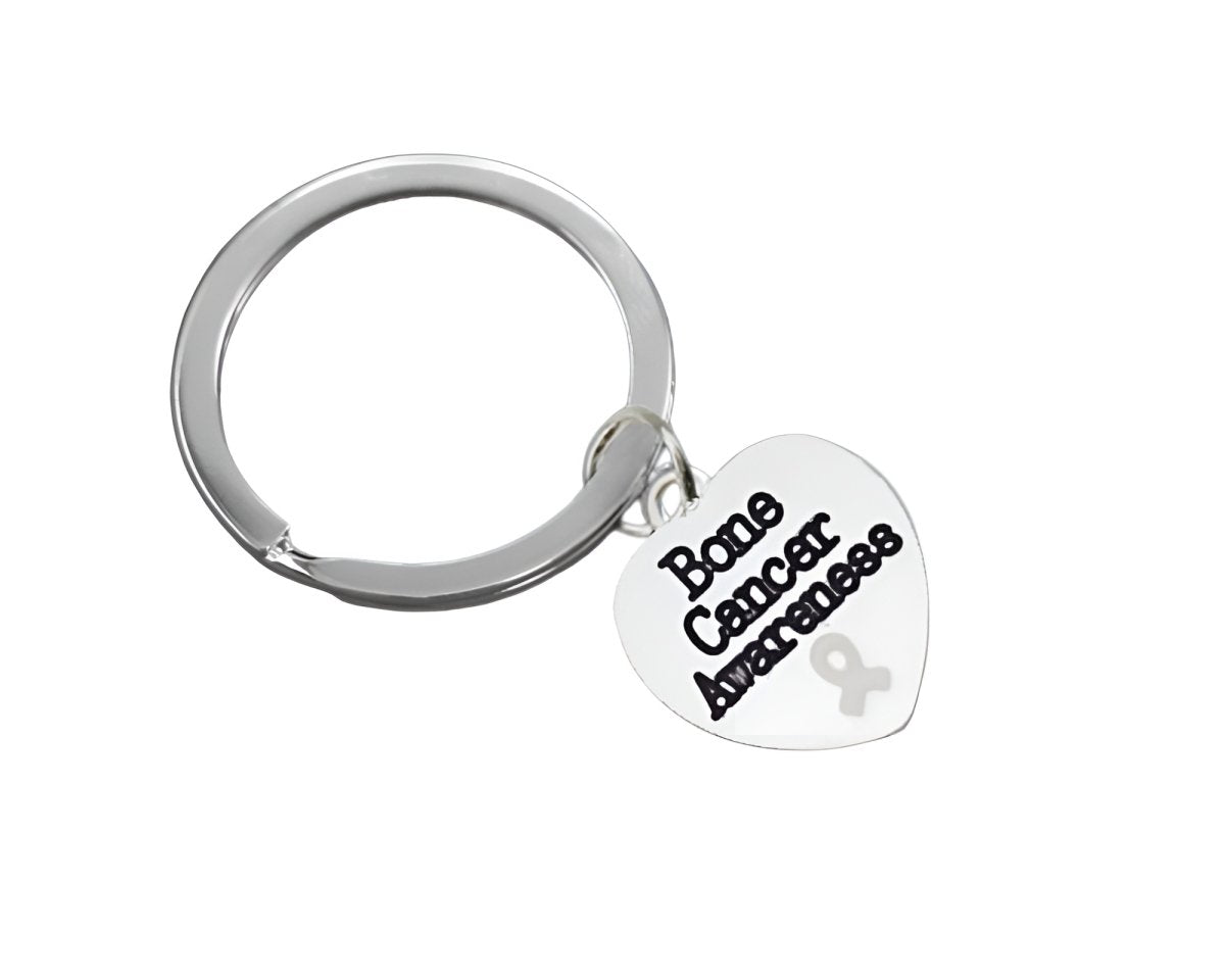 Bone Cancer Awareness Heart Charm Split Style Key Chains - Fundraising For A Cause