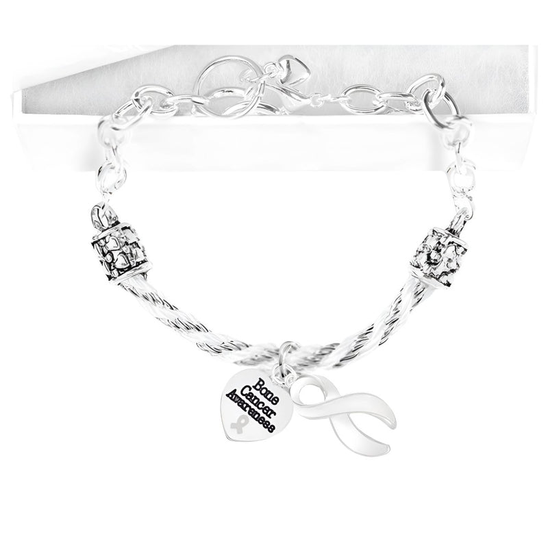 Bone Cancer White Ribbon Partial Rope Bracelets - Fundraising For A Cause