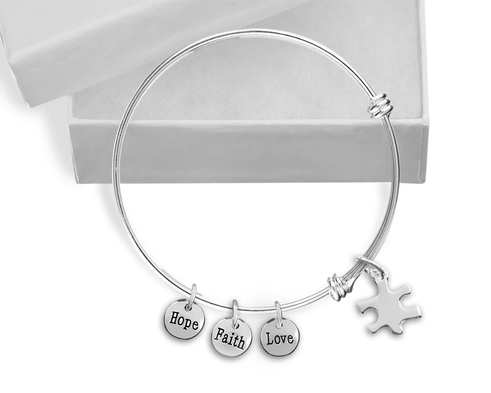 Small Autism Puzzle Piece Retractable Charm Bracelets - Fundraising For A Cause