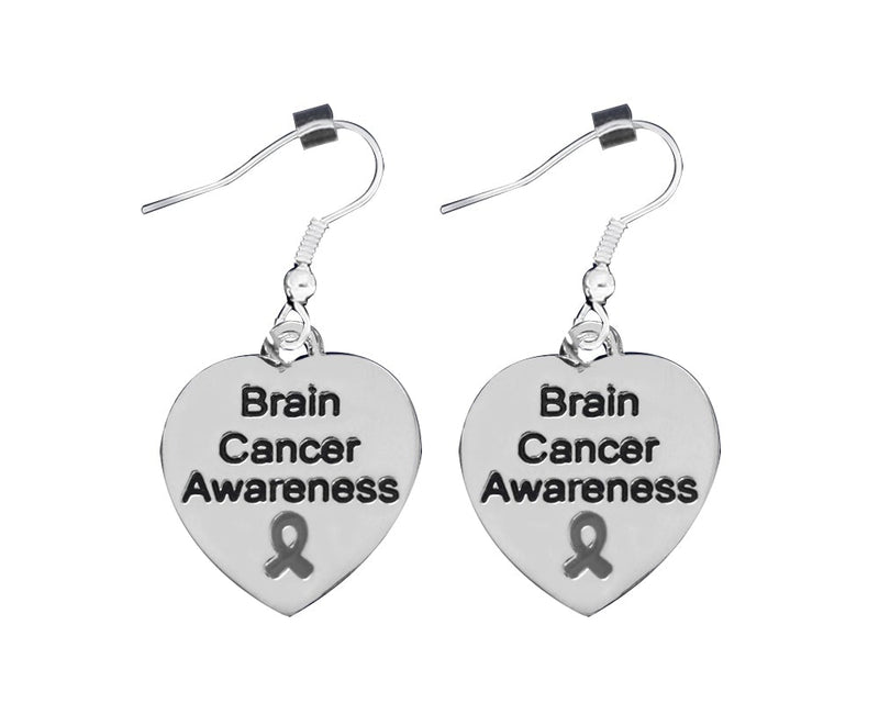 Brain Cancer Awareness Heart Earrings - Fundraising For A Cause
