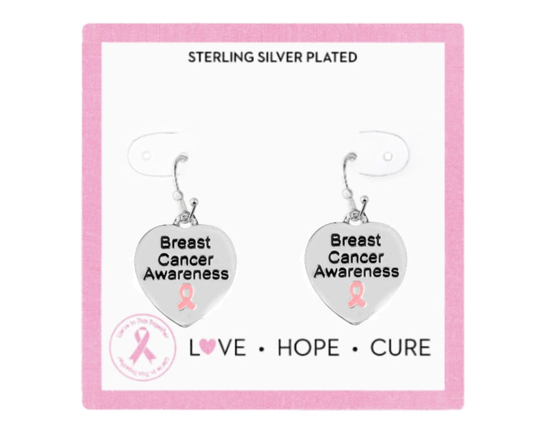 Breast Cancer Awareness Heart Earrings on Jewelry Cards (12 Cards) - Fundraising For A Cause
