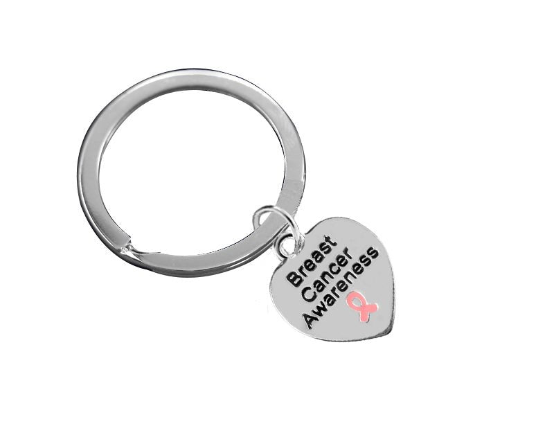 Breast Cancer Awareness Heart Pink Ribbon Keychains - Fundraising For A Cause