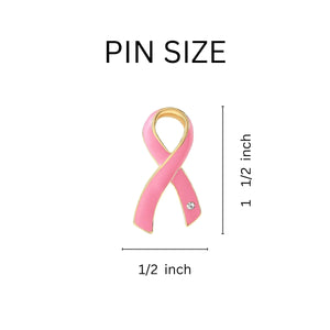 Breast Cancer Awareness Large Pink Ribbon w/Crystal Pin Counter Display (12 Cards) - Fundraising For A Cause