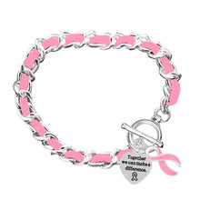 Load image into Gallery viewer, Breast Cancer Leather Rope Awareness Bracelets - Fundraising For A Cause