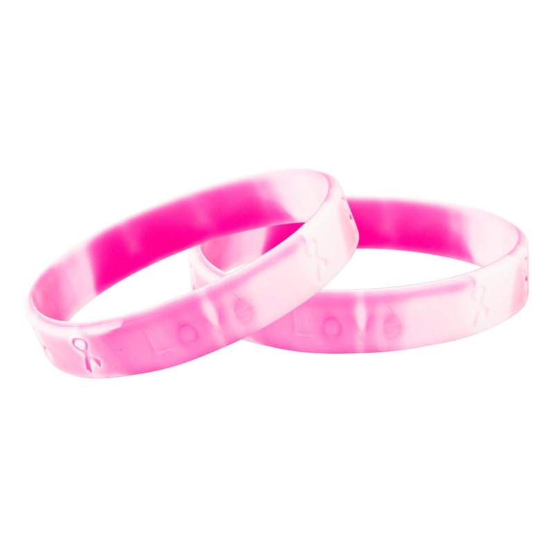 Breast Cancer Pink Camouflage Silicone Bracelet Wristbands - Fundraising For A Cause