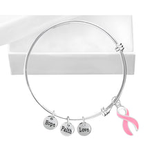 Load image into Gallery viewer, Breast Cancer Retractable Bracelets with Pink Ribbon Charms - Fundraising For A Cause