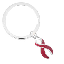 Load image into Gallery viewer, Burgundy Ribbon Split Style Key Chains - Fundraising For A Cause