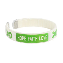 Load image into Gallery viewer, Cerebral Palsy Green Ribbon Hope Faith Love Bangle Bracelets - Fundraising For A Cause