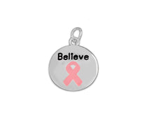 Load image into Gallery viewer, Circle Believe Pink Ribbon Charms - Fundraising For A Cause