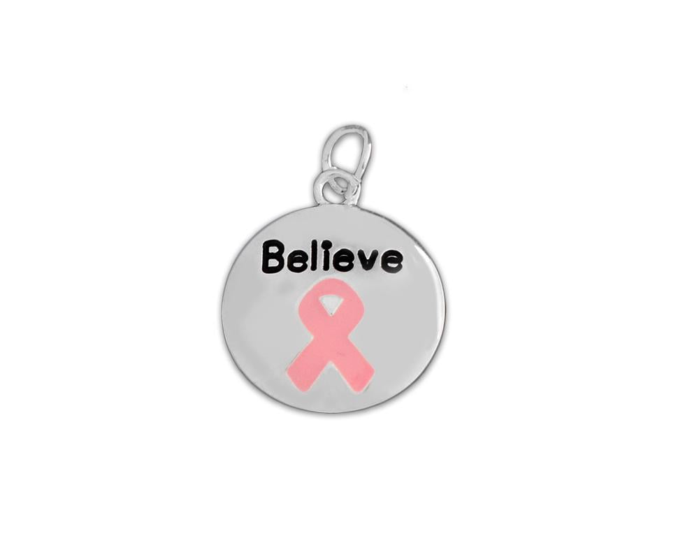 Circle Believe Pink Ribbon Charms - Fundraising For A Cause