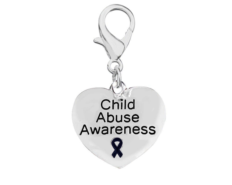 Child Abuse Awareness Hanging Heart Charm - Fundraising For A Cause