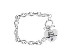 Load image into Gallery viewer, Child Abuse Awareness Heart Chunky Charm Bracelets - Fundraising For A Cause