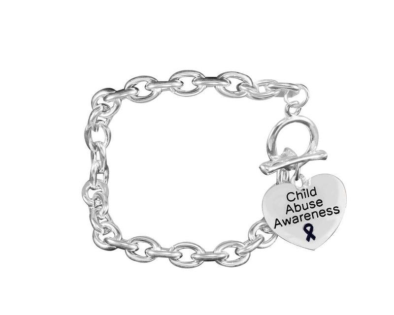 Child Abuse Awareness Heart Chunky Charm Bracelets - Fundraising For A Cause