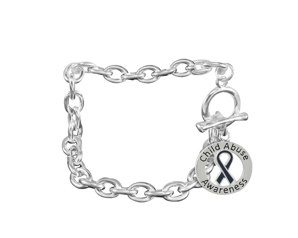 Child Abuse Awareness Round Charm Chunky Link Style Bracelets - Fundraising For A Cause