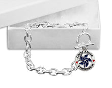 Load image into Gallery viewer, Child Abuse Prevention Blue Pinwheel Charm Chained Style Bracelets - Fundraising For A Cause