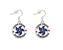 Load image into Gallery viewer, Child Abuse Prevention Blue Pinwheel Charm Hanging Earrings - Fundraising For A Cause