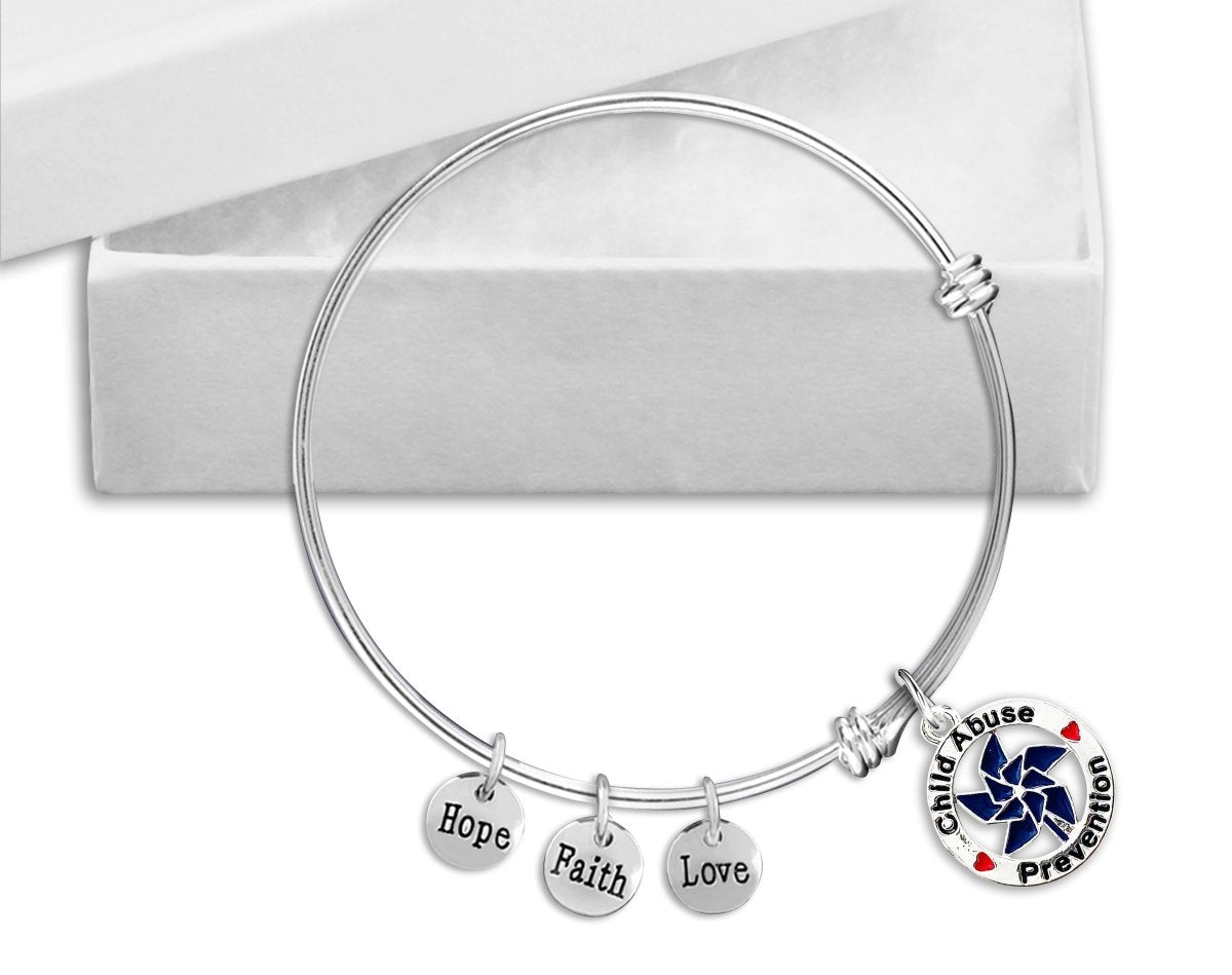 Child Abuse Prevention Pinwheel Charm Retractable Bracelet - Fundraising For A Cause