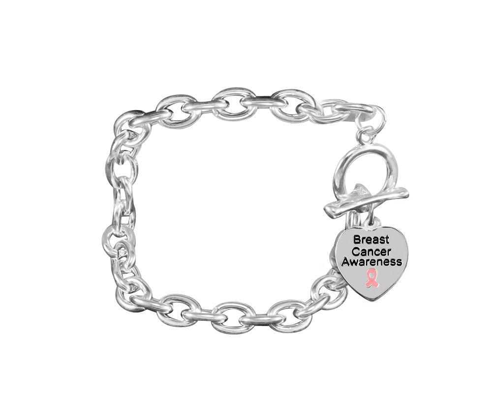 Chunky Bracelets with Breast Cancer Awareness Heart Charms - Fundraising For A Cause