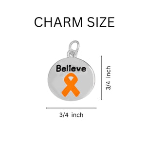 Circle Believe Orange Ribbon Charm Necklaces - Fundraising For A Cause