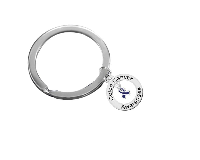 Colon Cancer Awareness Circle Charm Split Style Keychains - Fundraising For A Cause