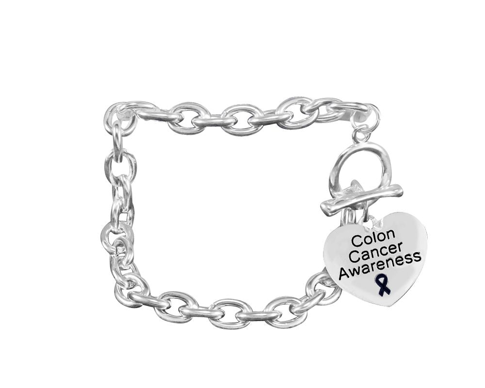 Colon Cancer Awareness Heart Chunky Charm Bracelet - Fundraising For A Cause