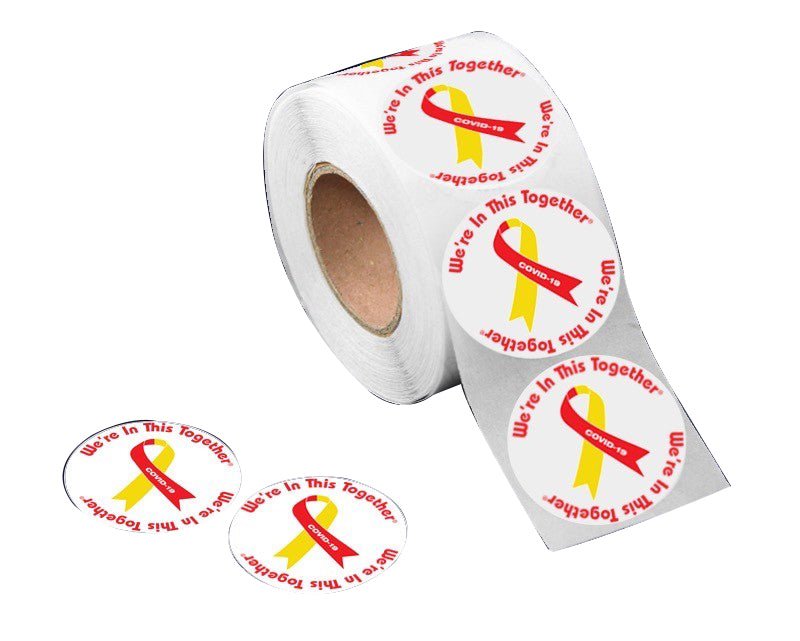 Coronavirus Disease (COVID-19) We're In This Together Stickers (250 per Roll) - Fundraising For A Cause
