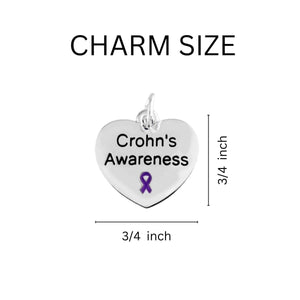 Crohn's Disease Awareness Purple Ribbon Heart Earrings - Fundraising For A Cause