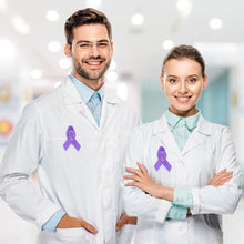 Load image into Gallery viewer, Crohn&#39;s Disease Purple Awareness Satin Ribbon Pins - Fundraising For A Cause