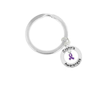 Load image into Gallery viewer, Crohn&#39;s Disease Purple Ribbon Awareness Circle Charm Split Style Keychains - Fundraising For A Cause
