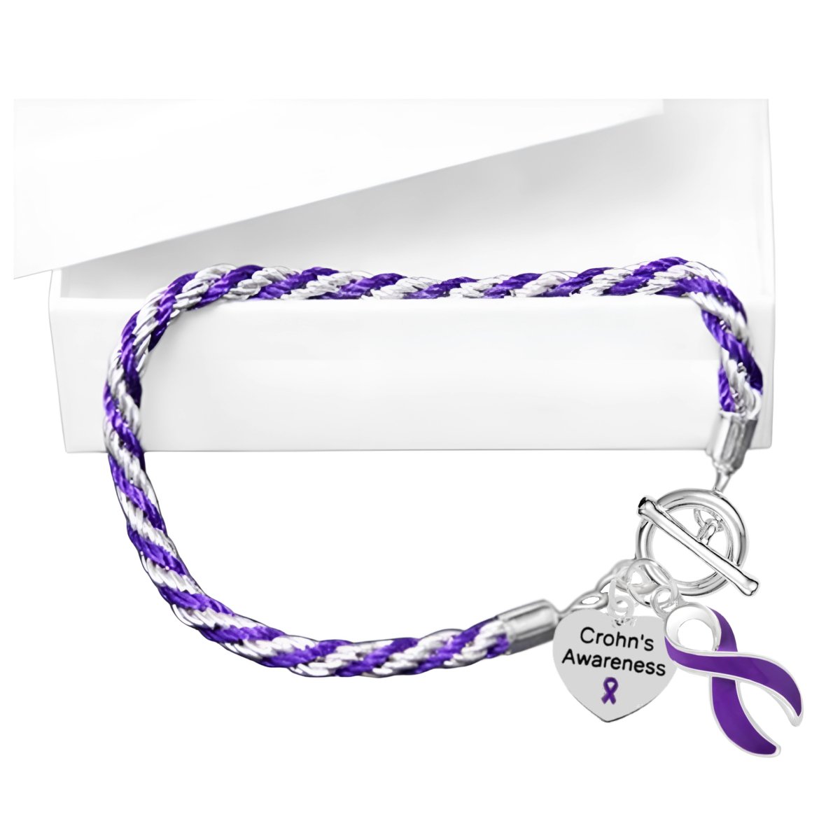 Crohn's Disease Purple Ribbon Rope Bracelets - Fundraising For A Cause