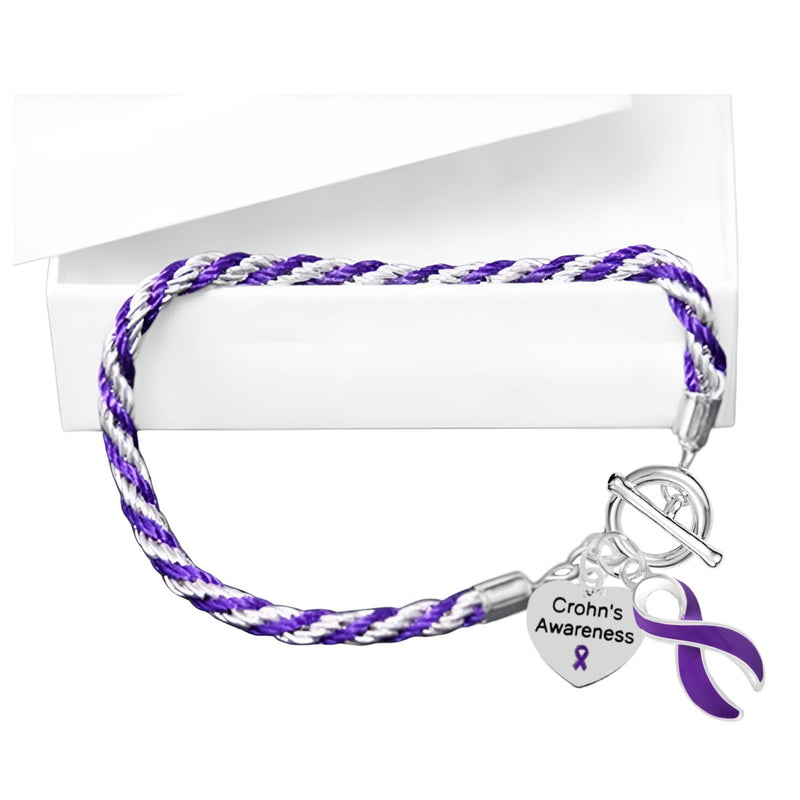 Crohn's Disease Purple Ribbon Rope Bracelets - Fundraising For A Cause