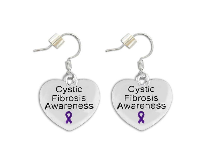 Cystic Fibrosis Awareness Purple Ribbon Heart Earrings - Fundraising For A Cause