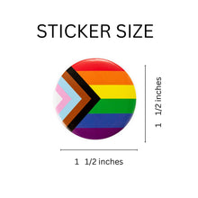Load image into Gallery viewer, Daniel Quasar &quot;Progress Pride&quot; Circle Stickers (250 Per Roll) - Fundraising For A Cause