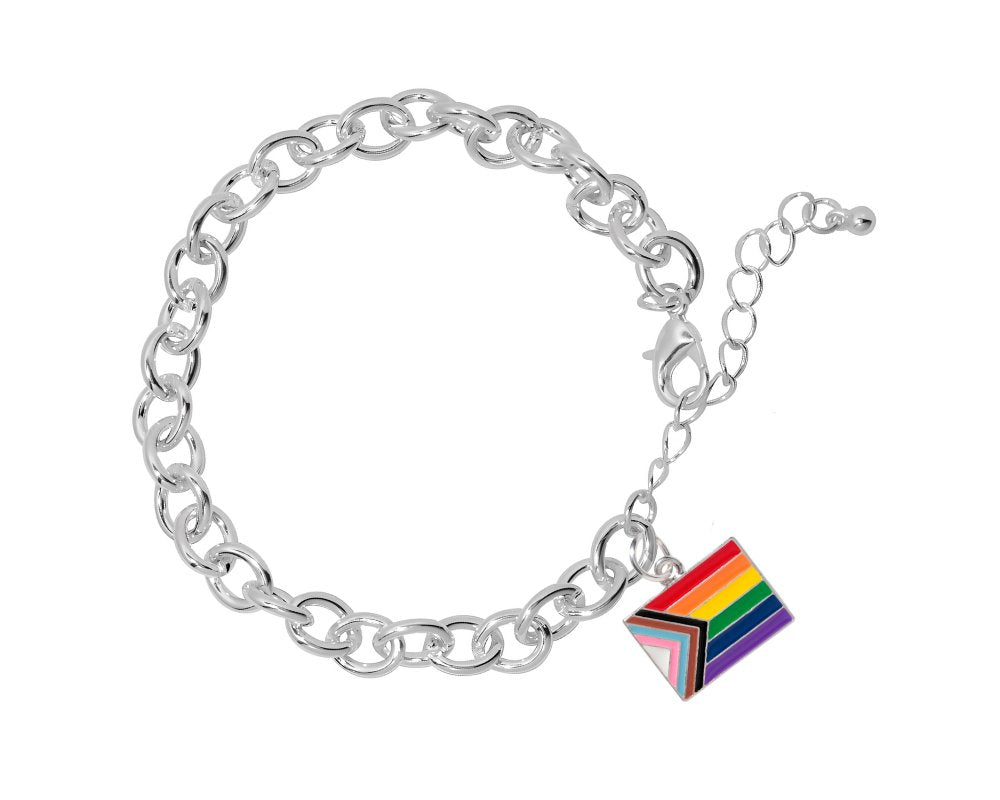 Daniel Quasar Progress Pride Flag Chunky Charm Bracelets - Fundraising For A Cause