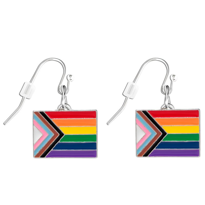 Daniel Quasar Progress Pride Flag Hanging Earrings - Fundraising For A Cause