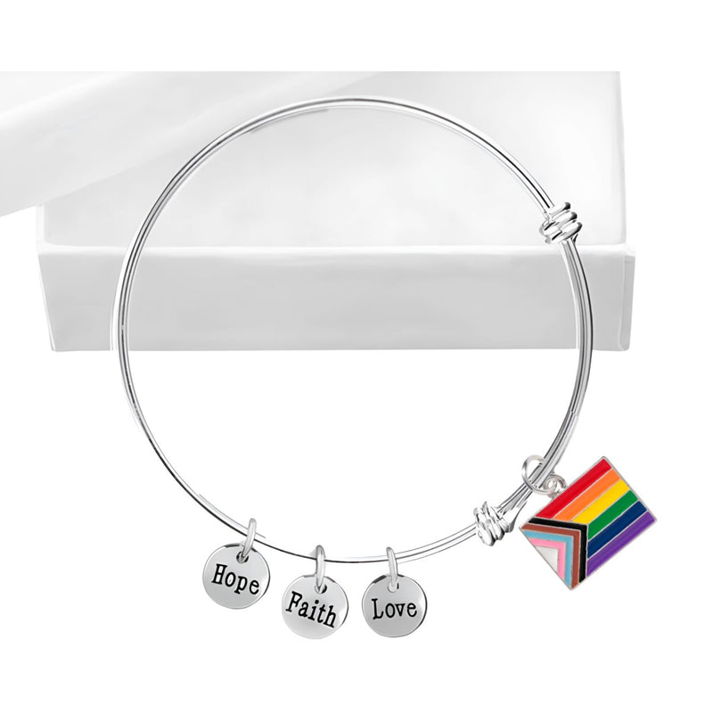 Daniel Quasar Progress Pride Flag Retractable Charm Bracelets - Fundraising For A Cause