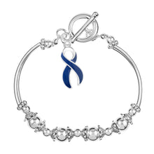 Load image into Gallery viewer, Dark Blue Ribbon Charm Partial Beaded Bracelets - Fundraising For A Cause