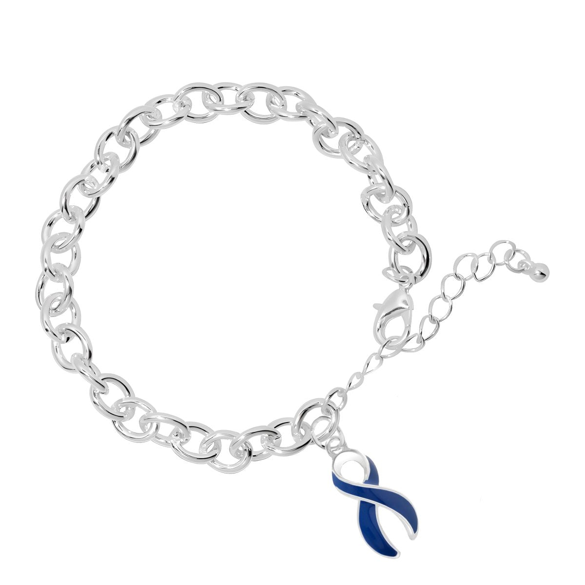 Dark Blue Ribbon Chunky Charm Bracelets - Fundraising For A Cause