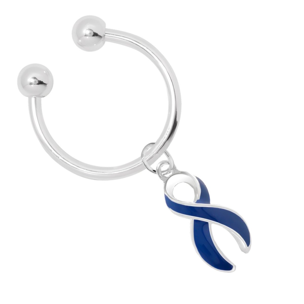 Dark Blue Ribbon Horseshoe Key Chains - Fundraising For A Cause