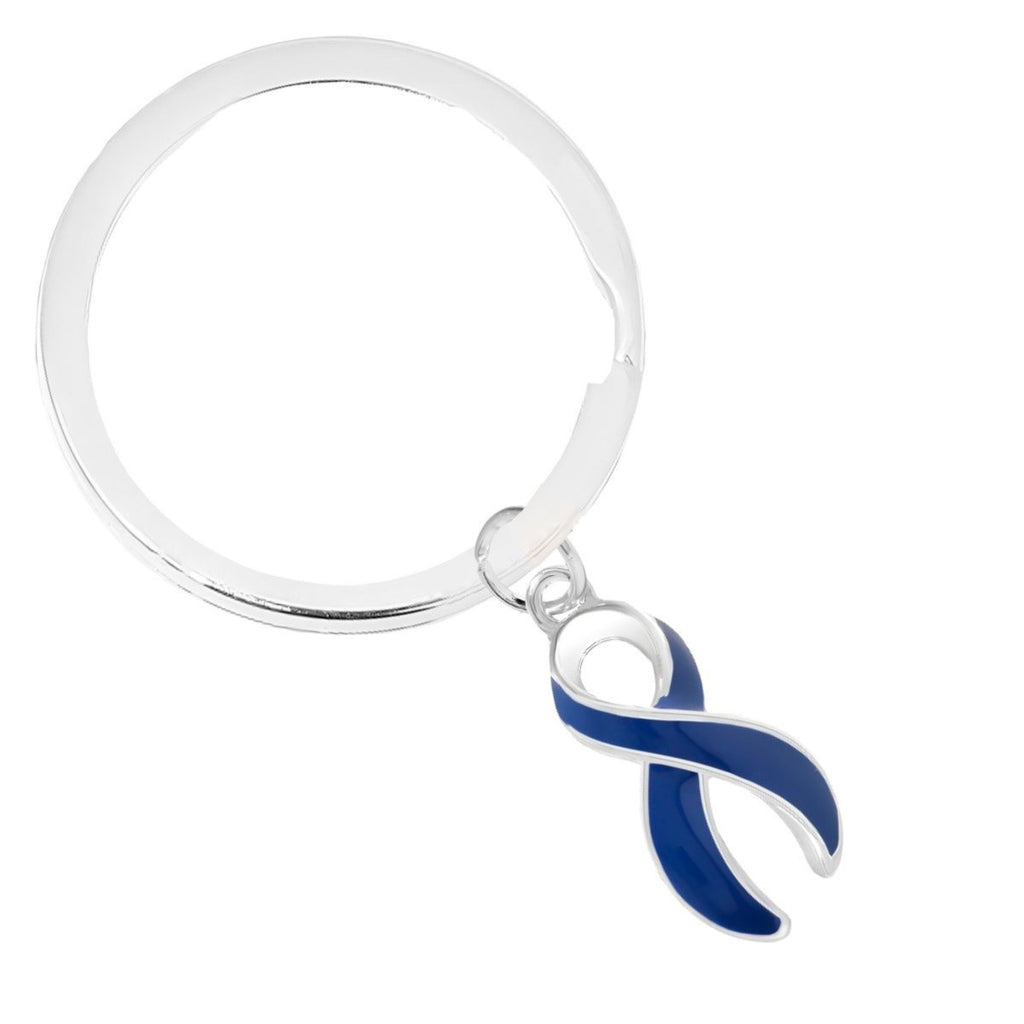 Dark Blue Ribbon Split Style Key Chains - Fundraising For A Cause