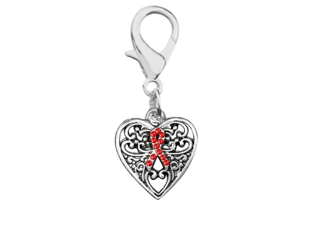 Decorative Heart Red Ribbon Hanging Charms - Fundraising For A Cause