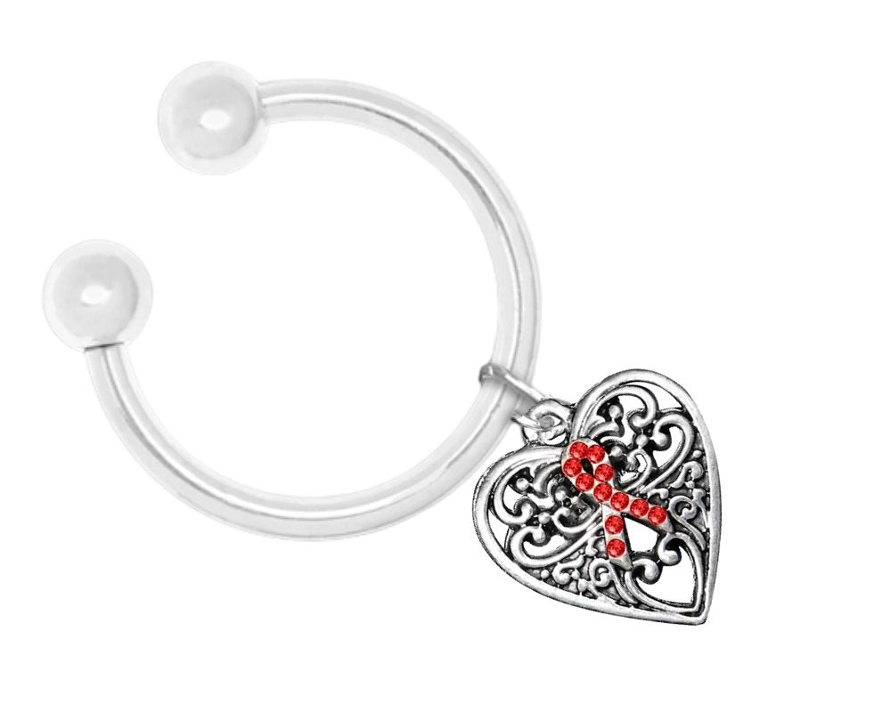 Decorative Heart Red Ribbon Key Chains - Fundraising For A Cause